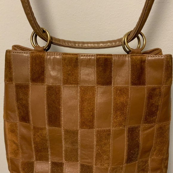 Vintage Judi Simon USA Leather & Suede Patchwork Handbag - Picture 3 of 16